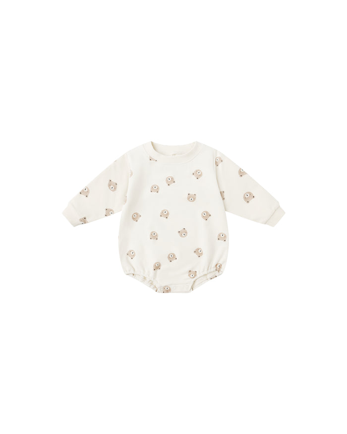 CREWNECK BUBBLE ROMPER || BROWN BEAR