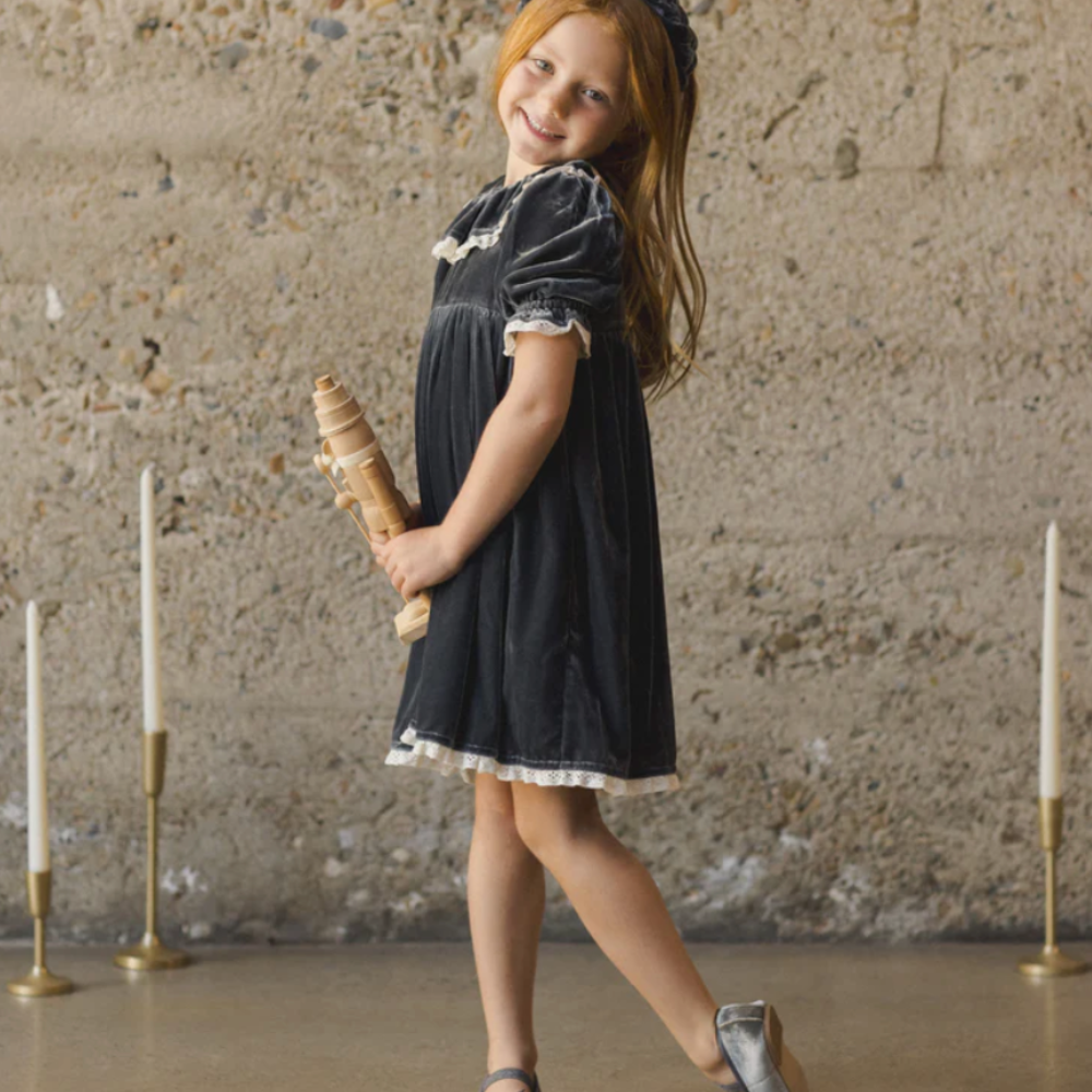 Amelia Dress || Midnight – Green Dazzle Baby