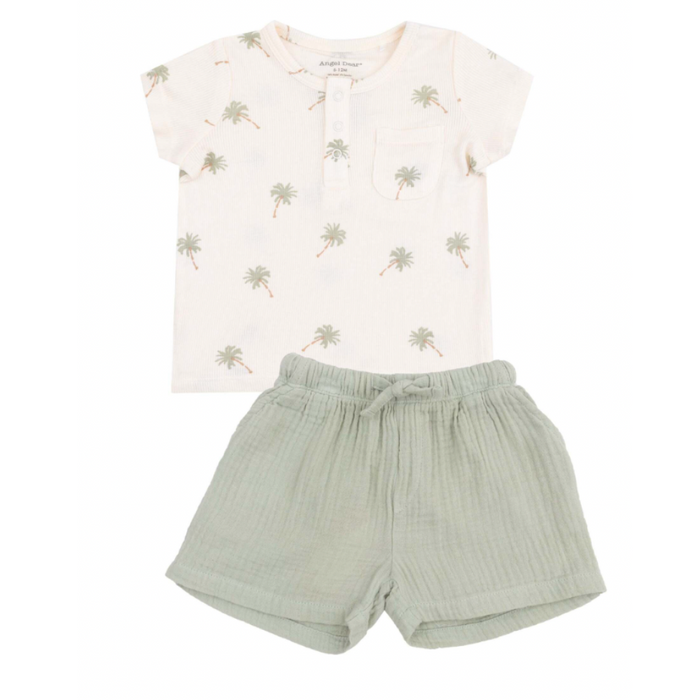 Henley with Pocket + Muslin Short, Palm Trees