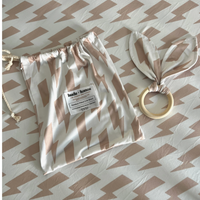 Tan Lightning Bamboo Crib Sheet + Wood Teether Set