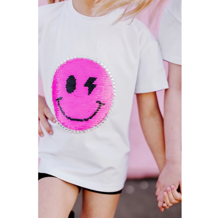 Catch Ya On the Flip Side - Girls Patched Sequins T-Shirt
