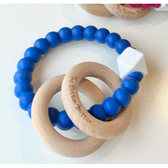 Simple Double Ring Rattle -Blue