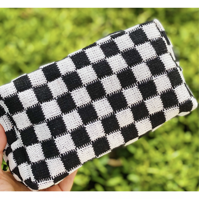Check Yourself Cosmetic Bag -Black & White