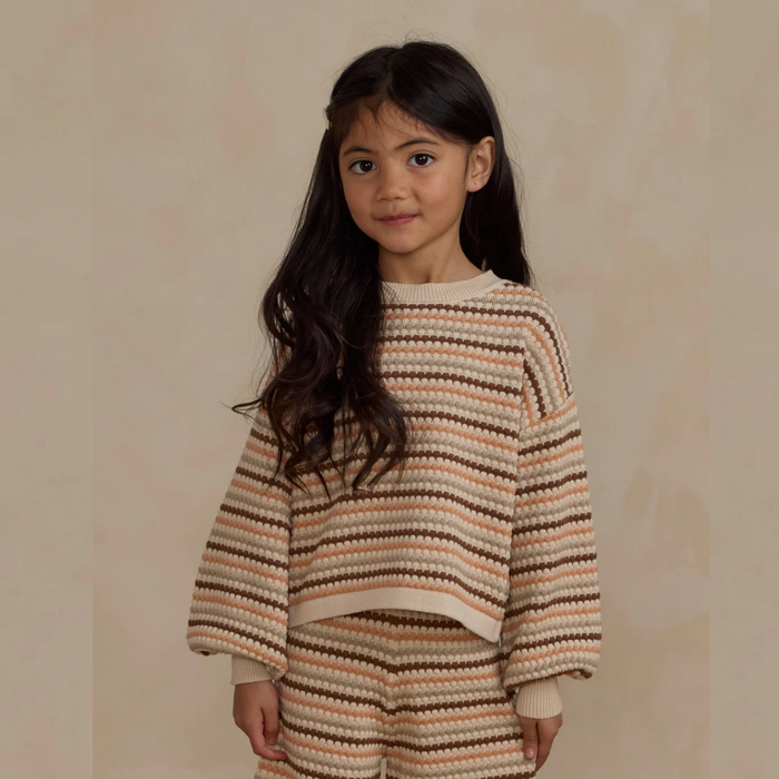 Honeycomb Stripe Boxy Crop Sweater & Pant SET (4/5Y)