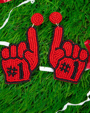 Red And Black #1 Fan Seed Bead Earrings