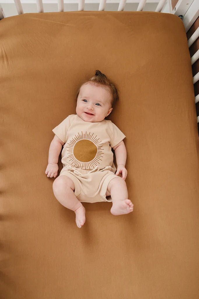 Mustard hot sale crib sheet