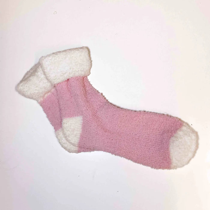 Warm Me Up Fuzzy Socks- Pink/White