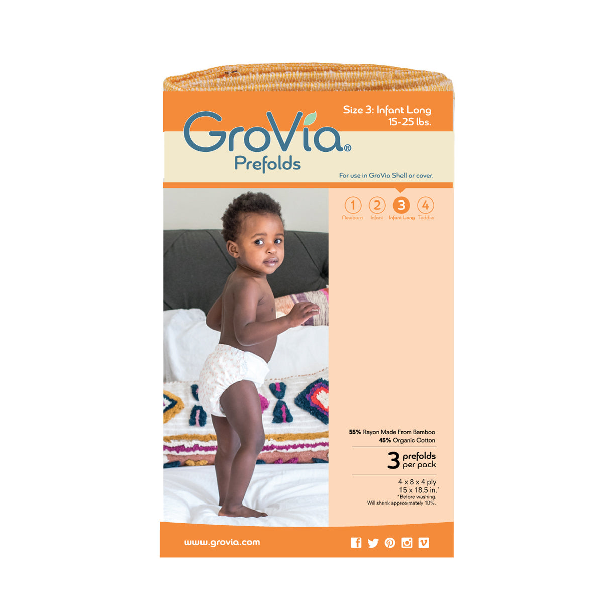 Prefold Cloth Diapers - Size 3