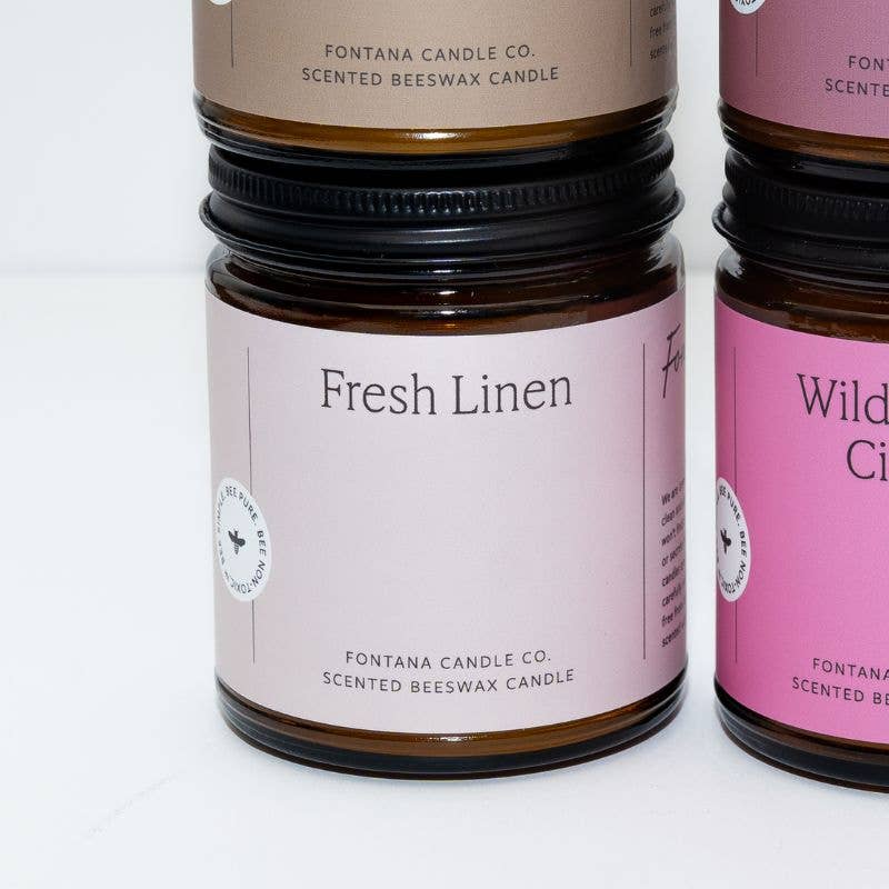 Fresh Linen Essential Oil Beeswax Jar Candle: Non-Toxic