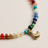 Vibrant Beaded Necklace with Personalized Gold Initial Charm