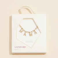 Sparkling "MAMA"  Cubic Zirconia 18K Gold Charm Necklace