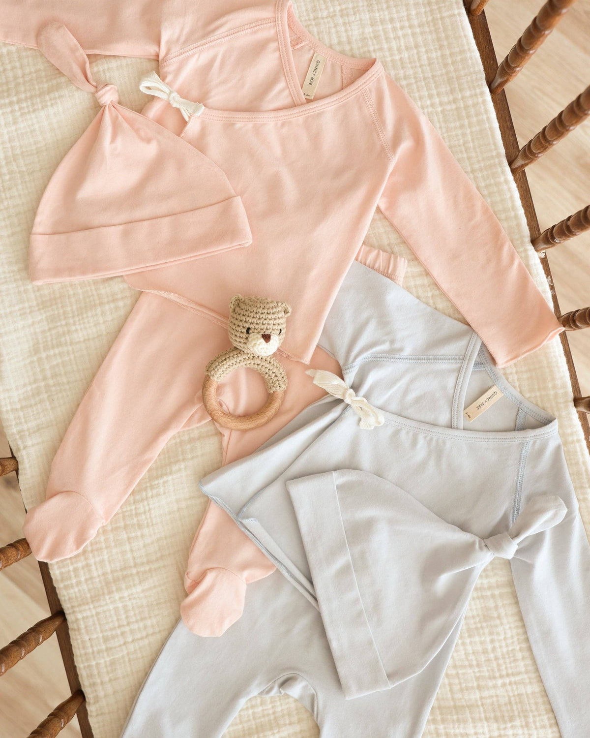 Wrap Top + Footed Pant Set Petal