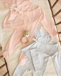 Wrap Top + Footed Pant Set Petal