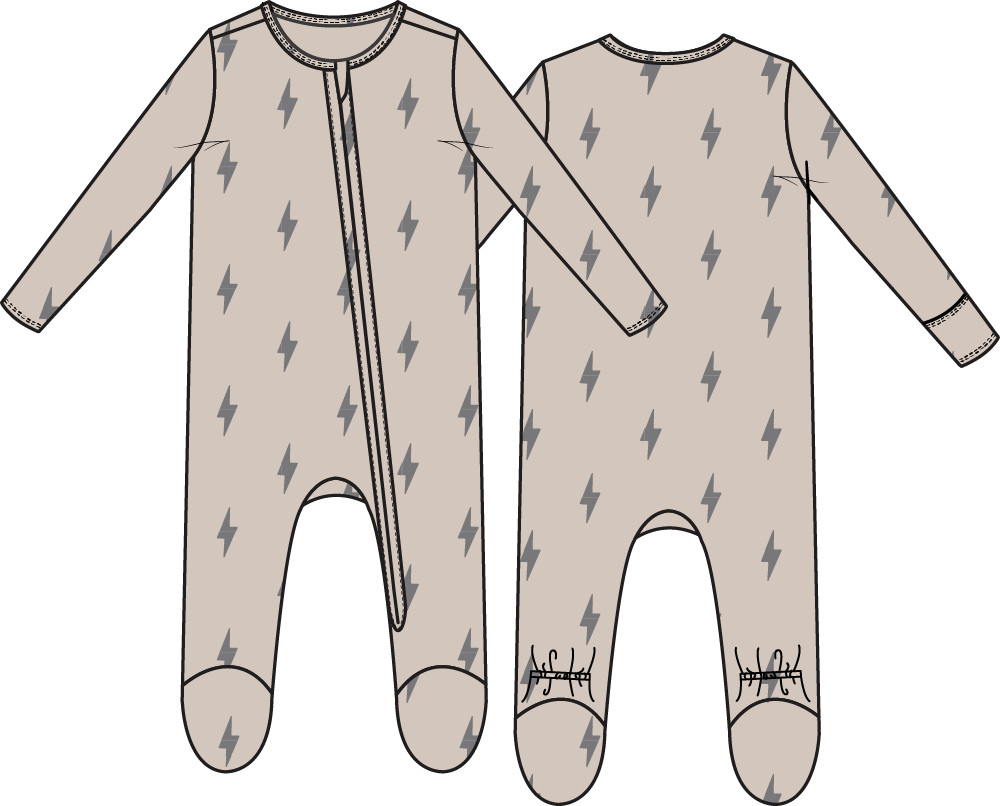 Lightning Bolt Viscose - 2 Way Zipper Footie