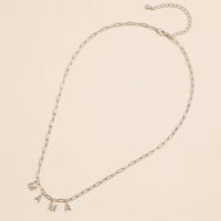 Sparkling "MAMA"  Cubic Zirconia 18K Gold Charm Necklace