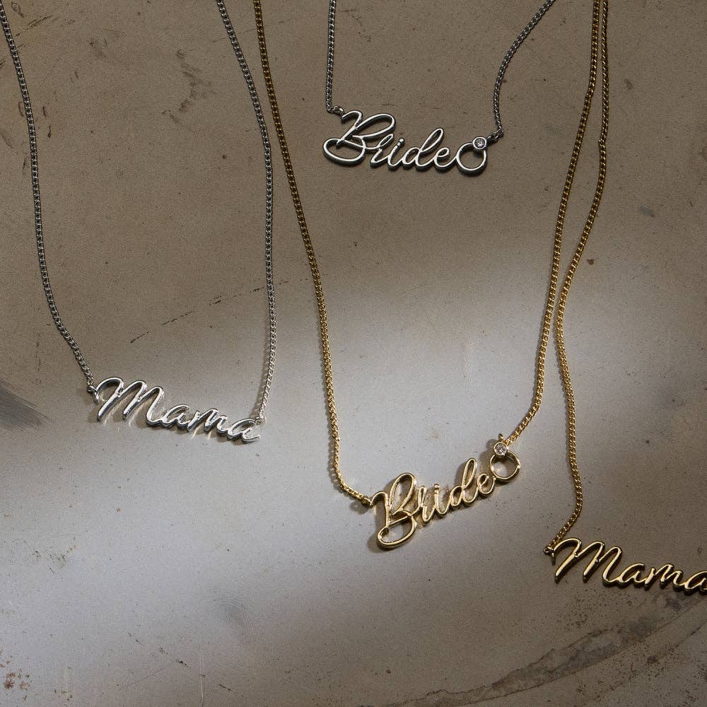 Mama Script Necklace in Gold or Silver