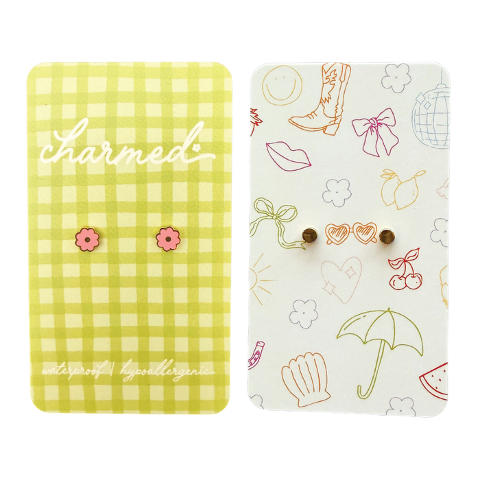 Pink Flower | Hypoallergenic & Screw-back