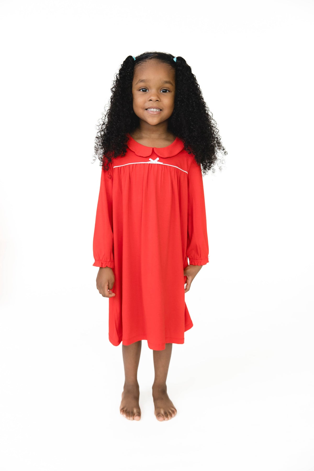 Ribbon Red - Long Sleeve Gown with Peter Pan Collar