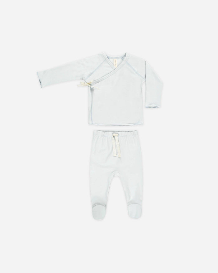 Wrap Top + Footed Pant Set Fog
