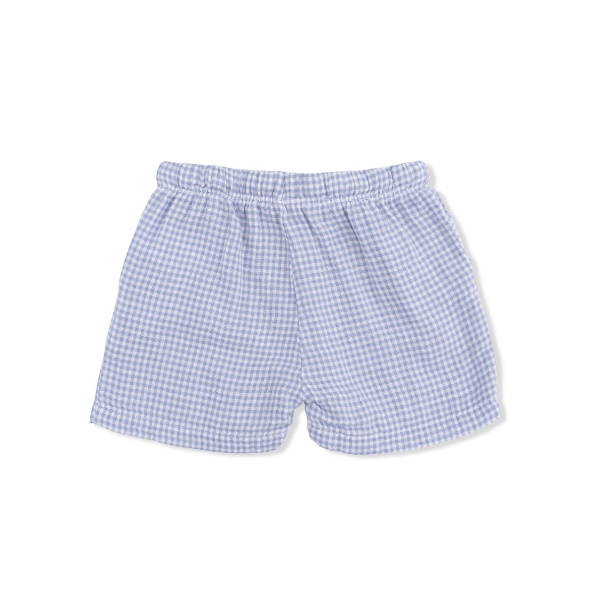 Micro Gingham Blue Blizzard - Polo Button Up with Casual Short