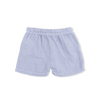 Micro Gingham Blue Blizzard - Polo Button Up with Casual Short