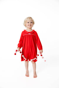 Ribbon Red - Long Sleeve Gown with Peter Pan Collar