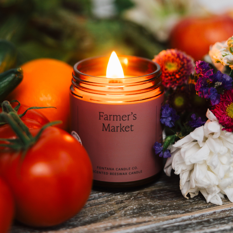 Farmer's Market Essential Oil Beeswax Jar Candle: Non-Toxic