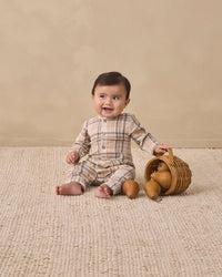 POCKETED WOVEN JUMPSUIT FALL PLAID