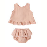 RUFFLED TULIP TOP + BLOOMER SET MELON