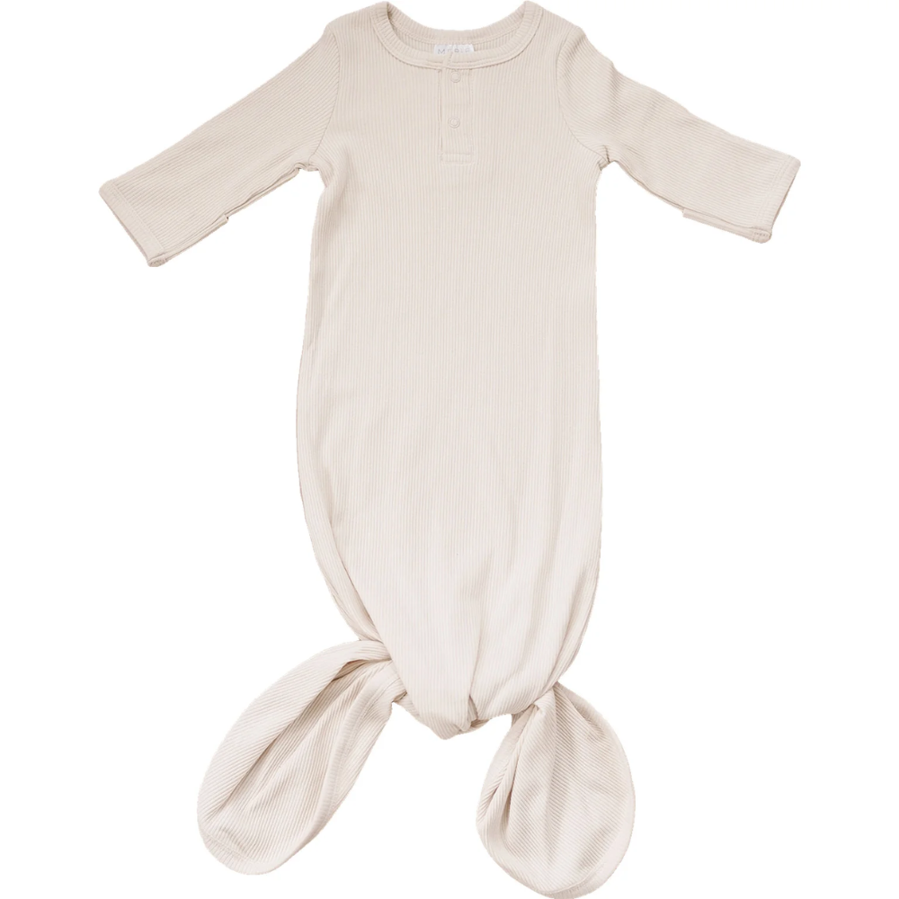 Vanilla Organic Cotton Ribbed knot Gown