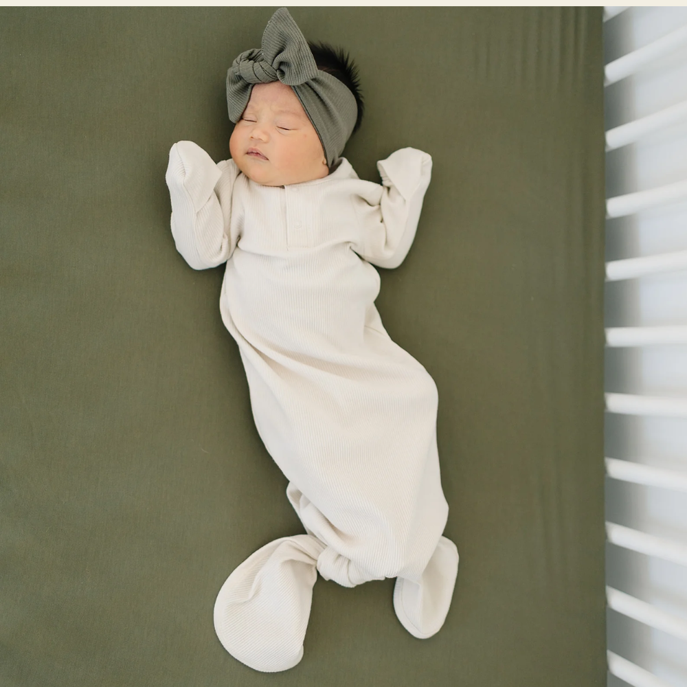 Vanilla Organic Cotton Ribbed knot Gown