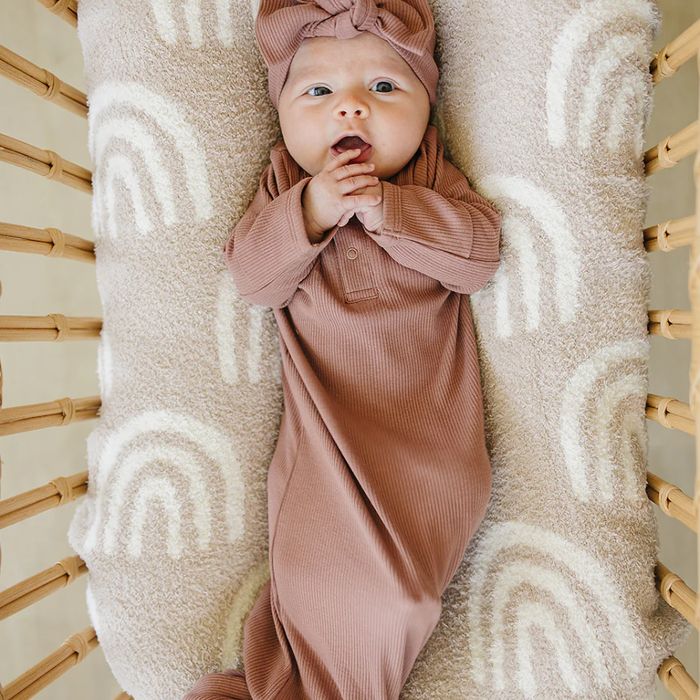 Dusty Rose Organic Cotton Ribbed Knot Gown