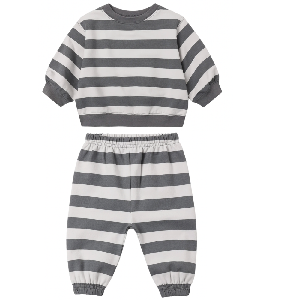 OVERSIZED FLEECE SWEATSHIRT+ SWEATPANTS SET  MIDNIGHT STRIPE