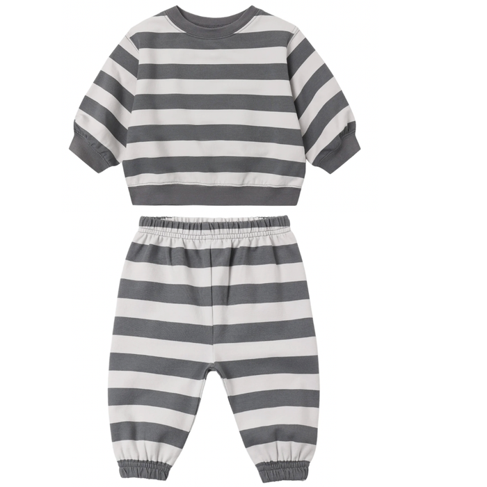 OVERSIZED FLEECE SWEATSHIRT+ SWEATPANTS SET  MIDNIGHT STRIPE