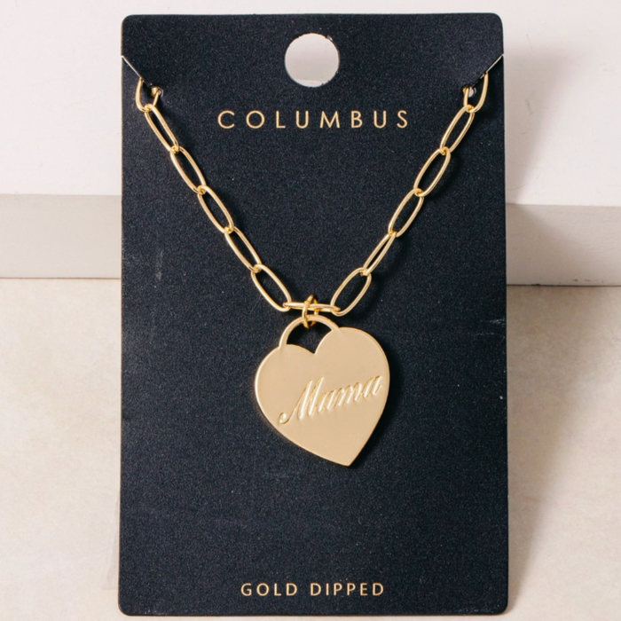 GOLD DIPPED MAMA HEART PENDANT NECKLACE