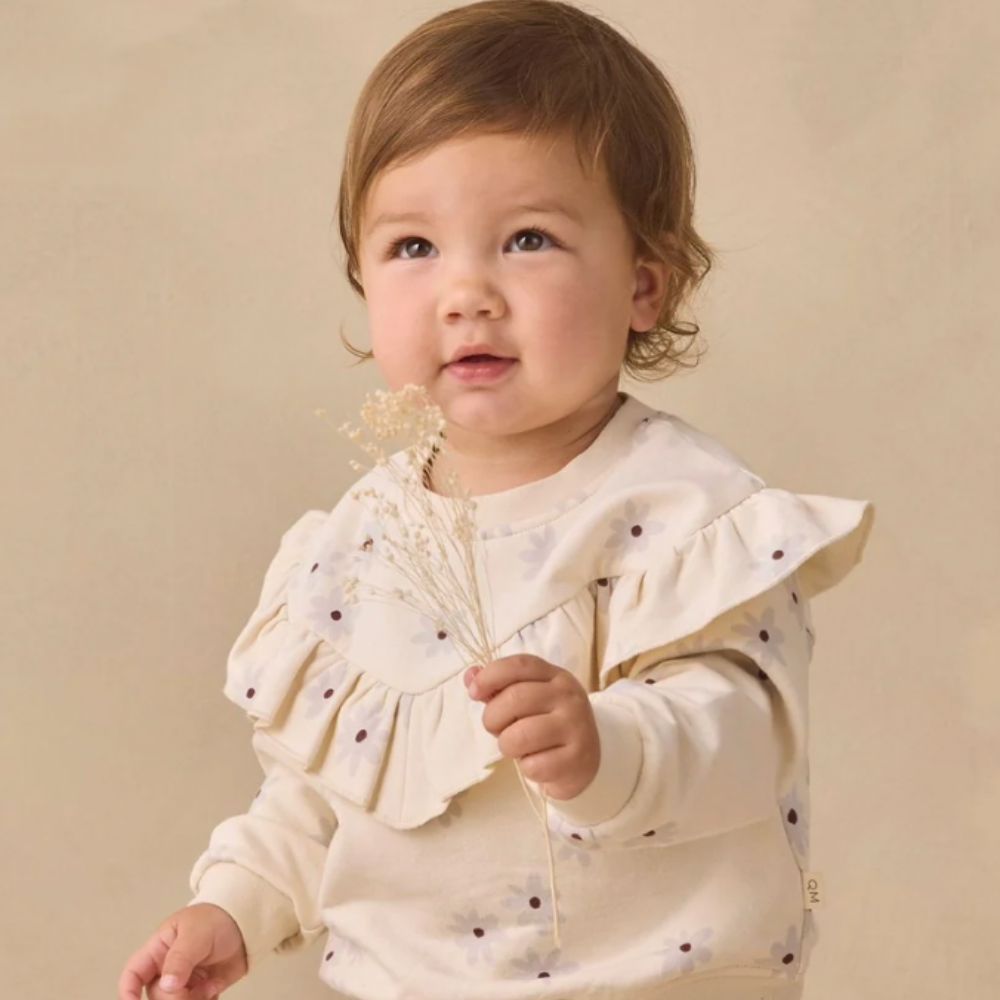 RUFFLE FLEECE SWEATSHIRT +RELAXED FLEECE SWEATPANT BLUE DAISY