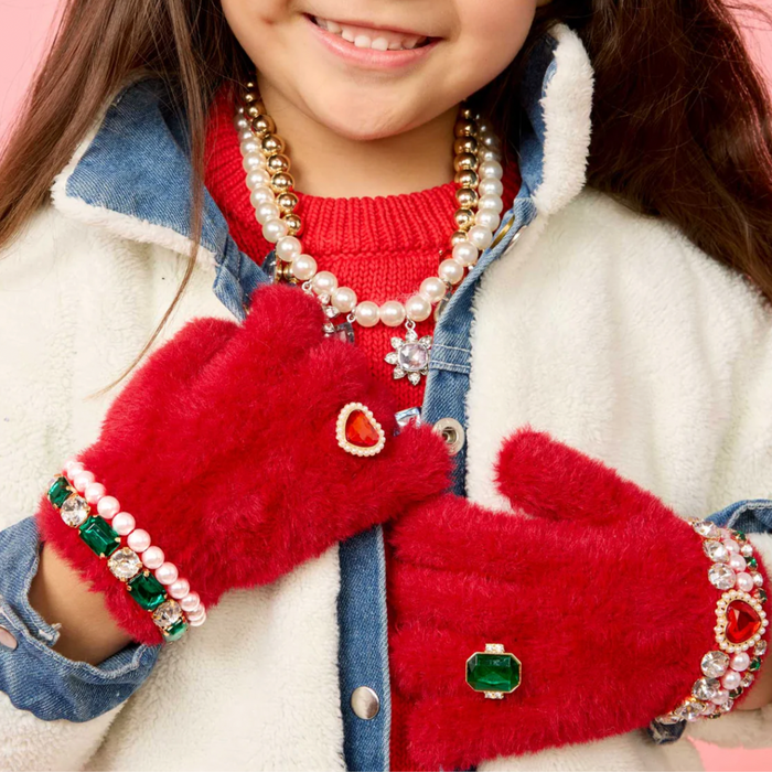 Ruby Red Jeweled Gloves