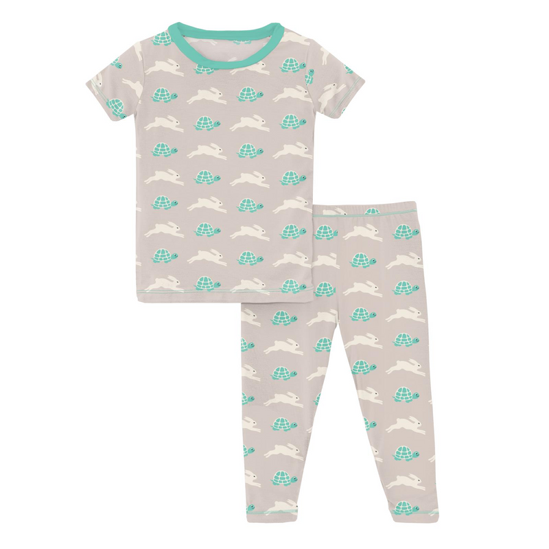 Short Sleeve Pajama Set- Latte Tortoise and Hare