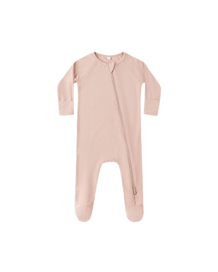 BAMBOO ZIP FOOTIE || ROSE