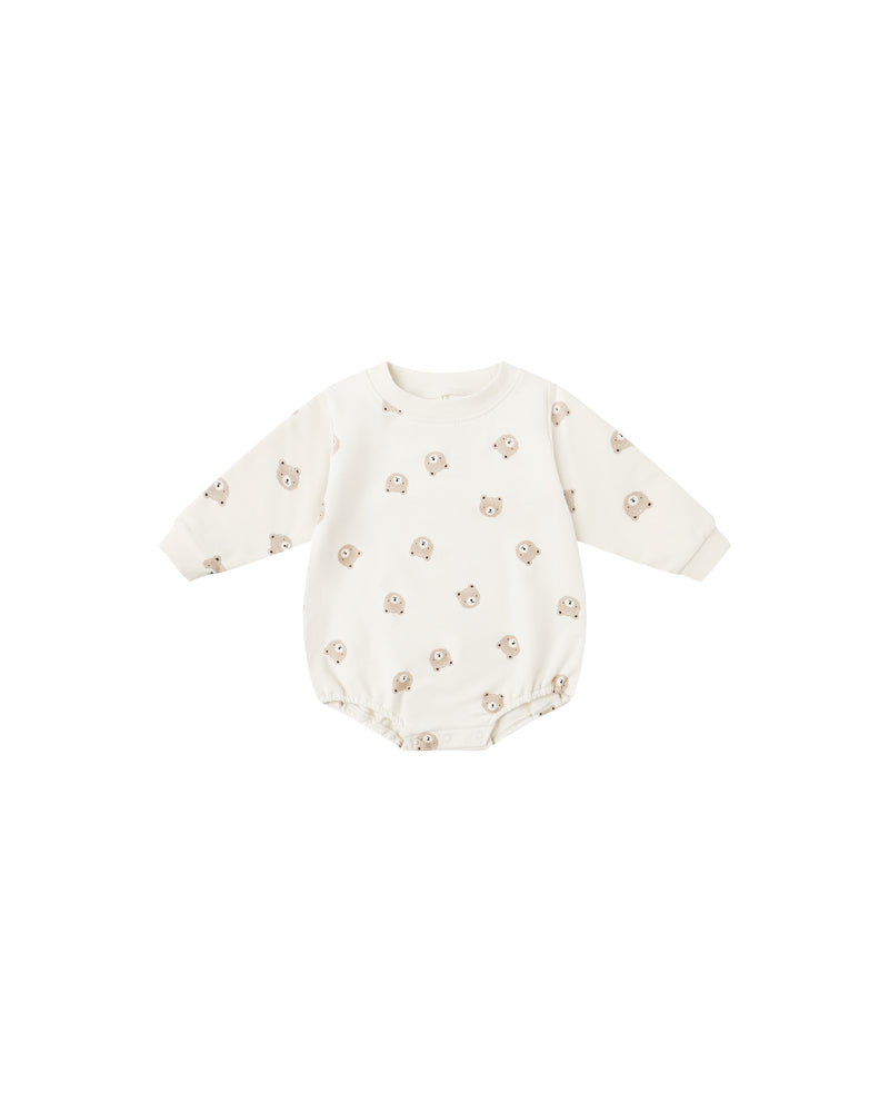 CREWNECK BUBBLE ROMPER || BROWN BEAR