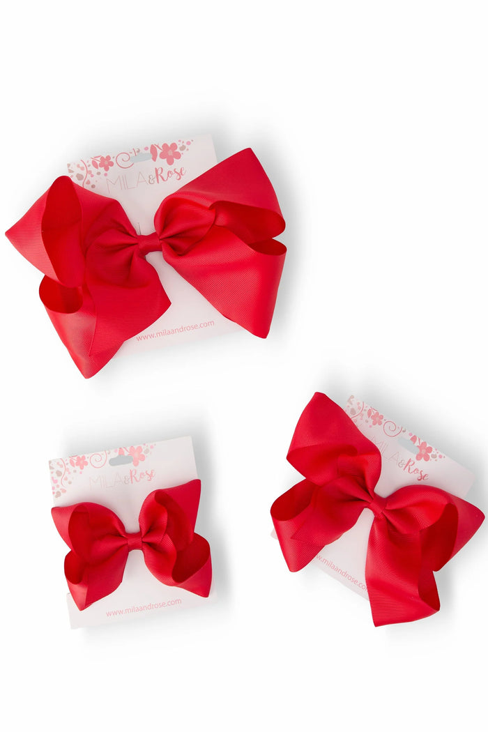 RED GROSGRAIN MEDIUM HAIR BOW
