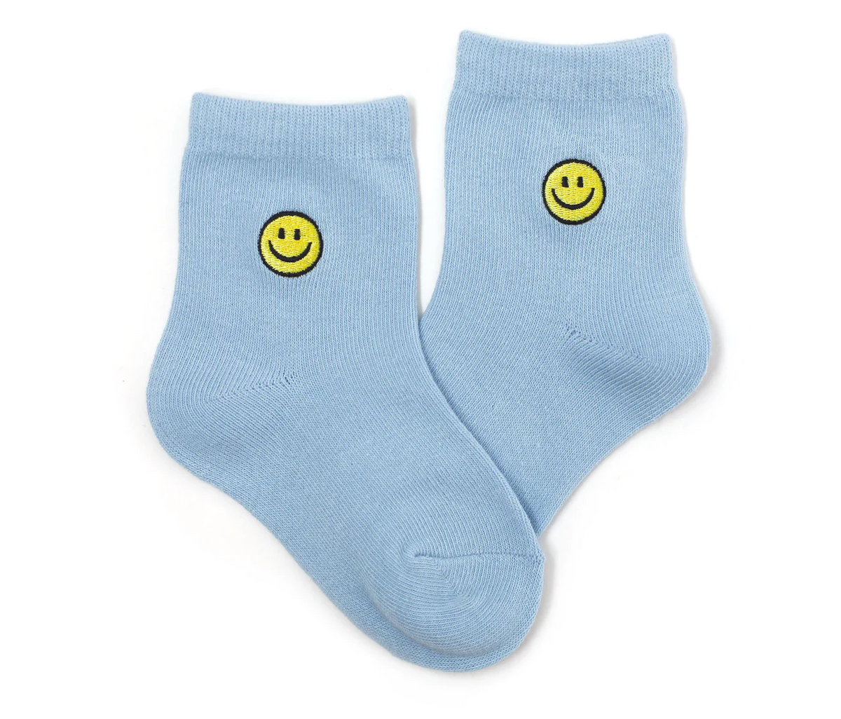 Blue Smiley Embroidered Midi Sock