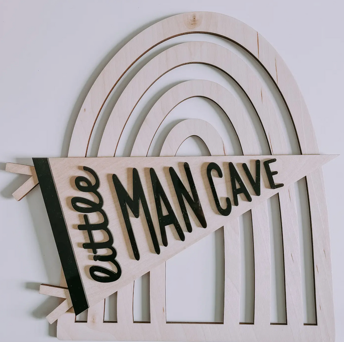 Little Man Cave Pennant Wooden banner