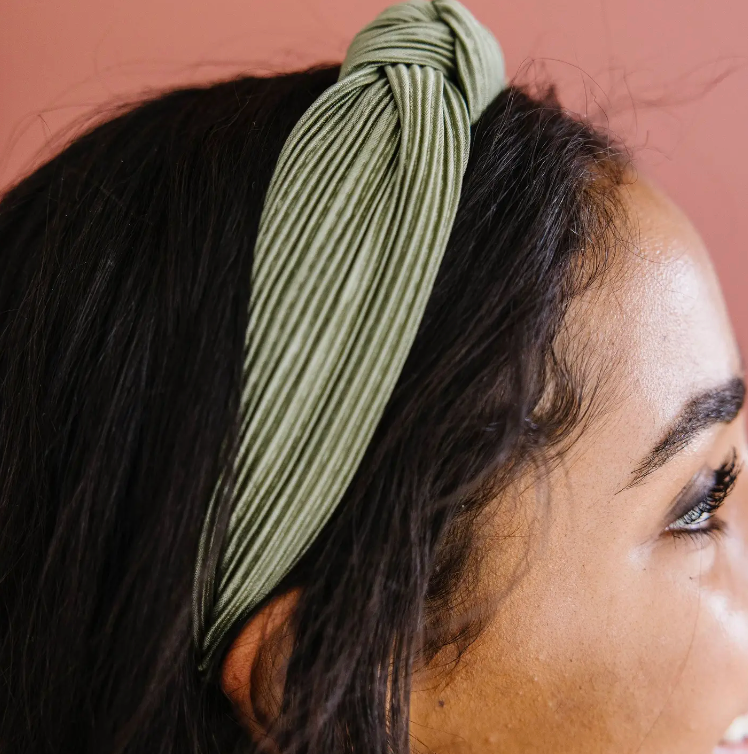 Ivy Green Pleated Hard Headband