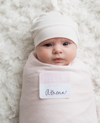Hello World Blanket & Knotted Hat Set - Pink