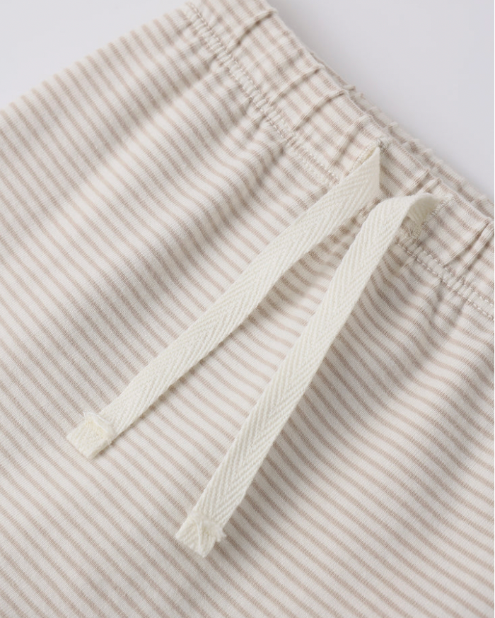 WRAP TOP + FOOTED PANT SET OAT MICRO STRIPE
