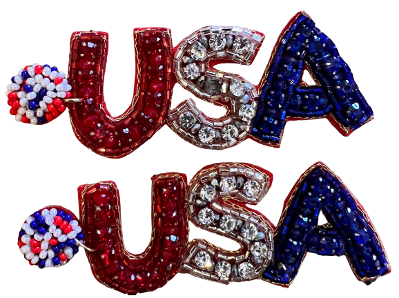 U.S.A Seeded Beaded Earrings