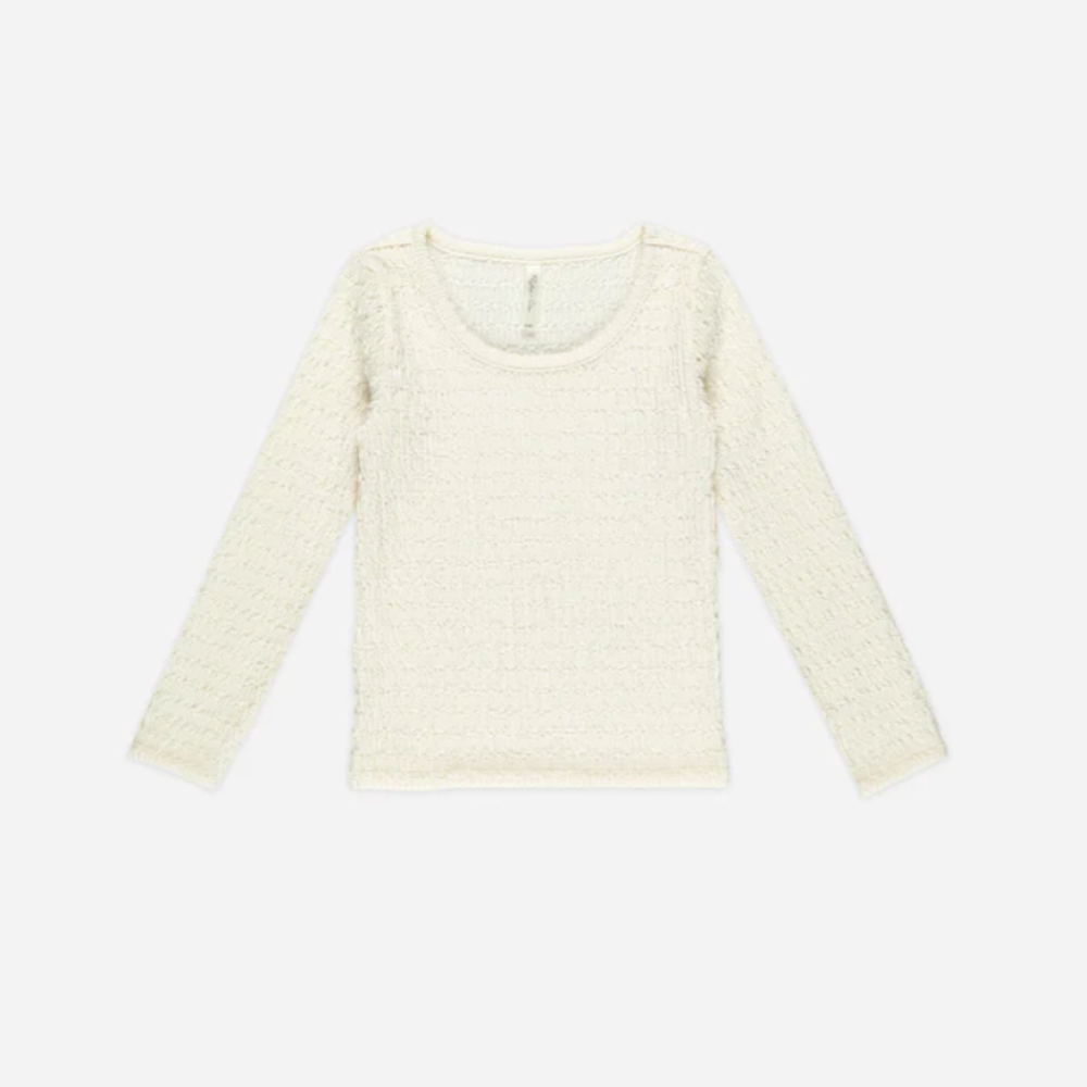 Textured Long Sleeve Top || Ivory