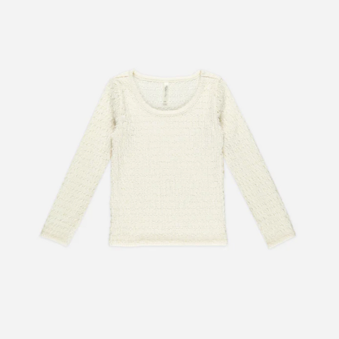 Textured Long Sleeve Top || Ivory