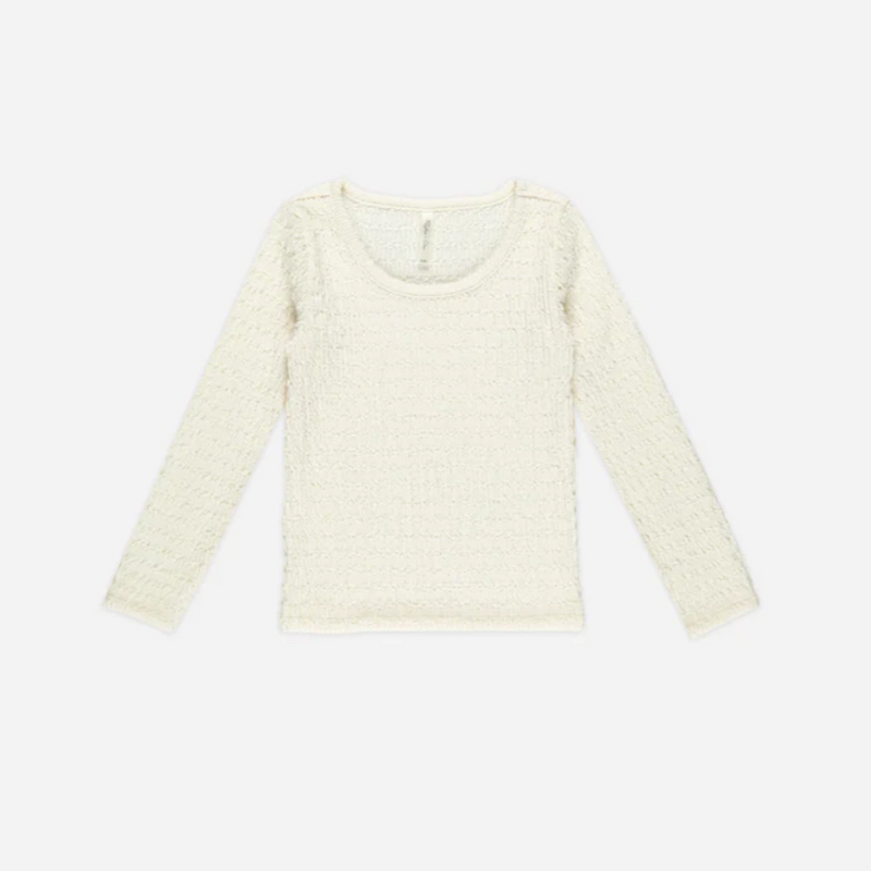 Textured Long Sleeve Top || Ivory